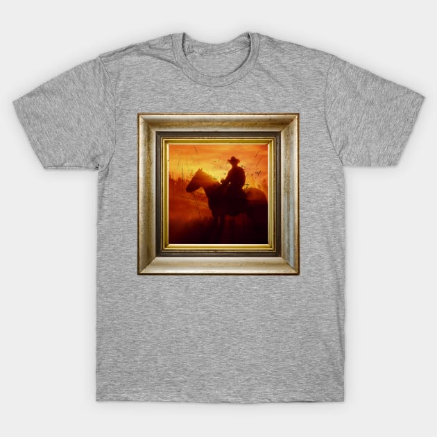 Silhouette Cowboy in retro vintage frame T-Shirt by Nano-none